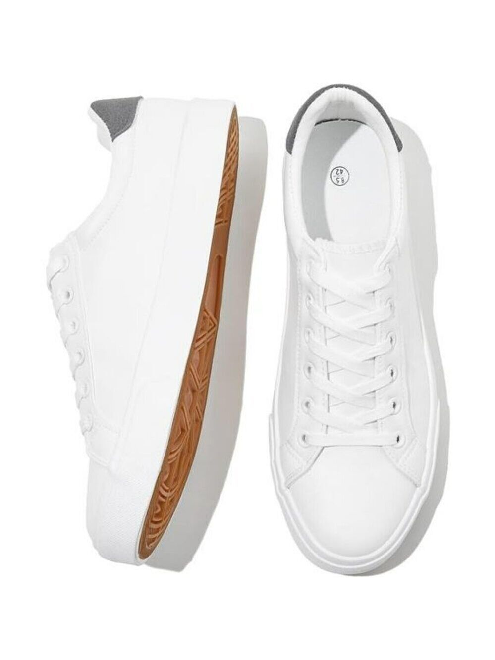 FRACORA Mens White Tennis Shoes PU Leather Low Top Casual Sneakers Comfort